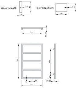 Sapho, DENALI vykurovacie teleso 550x904mm, 292 W, antracit, DN609A