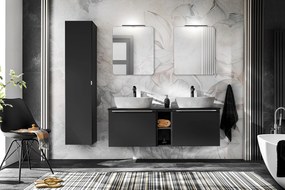 Závěsná skříňka SantaFe I s deskou a umyvadlem 80 cm černá/bílá