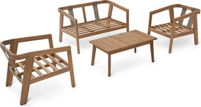 Pohodlná záhradná sedacia súprava s textilným výpletom, 4-dielna