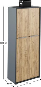 Policová skriňa Hamila NEW TYP 07 (grafit + dub artisan). Vlastná spoľahlivá doprava až k Vám domov. 1028761