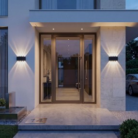 Toolight Toolight, JNH041-8G, vonkajšie LED nástenné svietidlo hore/dole, 8 LED, 12 W, 4000 K, IP44, čierna matná, OSW-56232