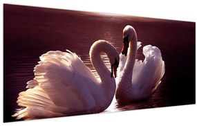 Obraz - Labute na jazere (120x50 cm)