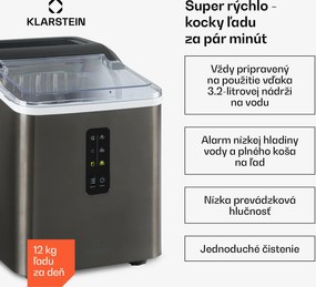 Klarstein Albaron Supreme, výrobník ľadu, tvar náboja, 12 kg/24 h, nádrž 1,5 l, nehrdzavejúca oceľ