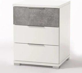 Vyšší nočný stolík Anton, biela/beton