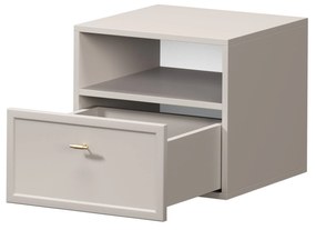 Závesný nočný stolík Lorini 45 cm - kašmírová / zlatá úchytka T