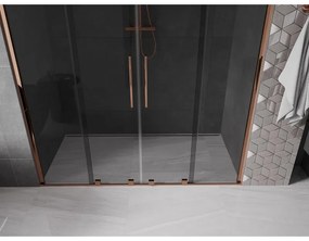 Mexen Velar Duo, posuvné sprchové dvere do otvoru 170 cm, 8mm šedé sklo, ružové zlato, 871-170-000-42-60