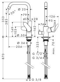 Hansgrohe Focus M41 - Kuchynská páková batéria 260, uzatvárací ventil pre spotrebič, chróm 31823000