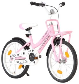 vidaXL Detský bicykel s predným nosičom 18 palcový ružový a čierny-