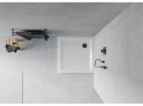 Mexen SLIM - Štvorcová sprchová vanička 90x90x5cm + čierny sifón, biela, 40109090B