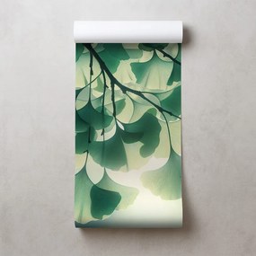 Tapeta zelené listy ginka v žiare svetla