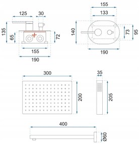 Rea Oval, podomietková sprchová sada + BOX, zlatá lesklá, REA-P8466