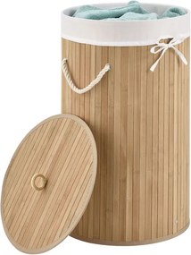 Bambusový kôš na bielizeň okrúhly 55 l s vekom a vakom