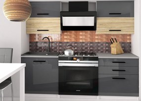 Kuchynská linka Belini 120 cm šedý lesk / dub sonoma s pracovnou doskou Eleganta2  INF ELEGANTA2/2/WT/SDSS/0/B1