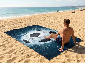 Rýchloschnúca XXL plážová osuška GOALIX modro-biela 150 x 210 cm, 100% mikrovlákno