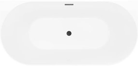 Mexen Oval Slim, voľne stojaca vaňa ku stene, 170 x 80 cm, biela-šedá, čierny matný prepad, 52661708062-70