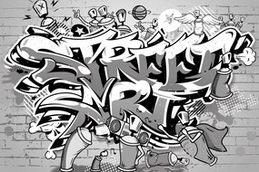 Tapeta šedý Street Art nápis so sprejmi - 300x200