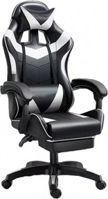 LEAN Kancelárska stolička s opierkou na nohy a vankúšmi – biela