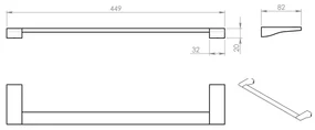 GEDY 572145 Glamour držiak uterákov 45 x 8,2 cm, sivá