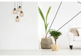 Závesné svietidlo Timber 7, 4x drevené tienidlo, o