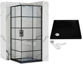 Rea Concept, sprchovací kút 80x100x190 cm, čierny profil + čierna sprchová vanička Savoy, KPL-K1006