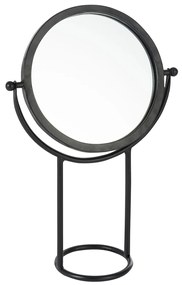 Čierne okrúhle zrkadlo na podstavci - 29,5 * 13 * 43 cm