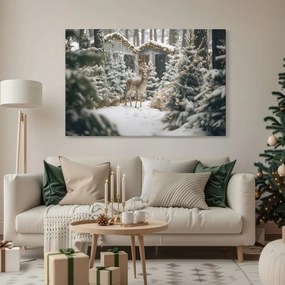 Obraz vianočný jeleň v lese