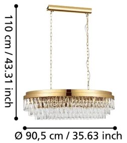 Eglo 39462 - Luster na reťazi VALPARAISO 10xE14/40W/230V zlatá