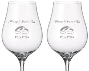 Svadobné poháre na biele víno Prstienky 250 ml 2KS