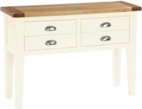 Biely konzolový stolík so 4 zásuvkami, 120x40x75 cm