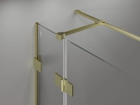 Mexen Lunar T, sklápací sprchový kút ľavý 135 x 80 cm, 8mm číre sklo, zlatý matný profil, 834T-135-080-55-00-L