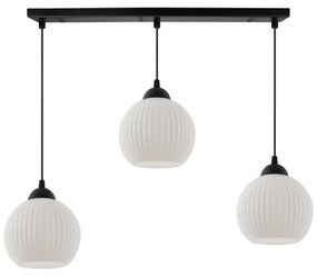 Závesné svietidlo Riffle Round, 3x biele sklenené tienidlo, b