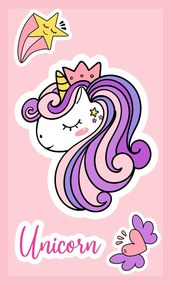 Dětský bavlněný ručník KIDS Jednorožec 30x50 cm růžový