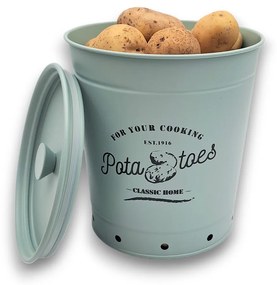 Orion Plechová dóza na zemiaky, s vetraním, pastelovo zelená, RETRO