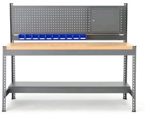 Dielenský stôl COMBO s panelom na náradie a skrinkou, 1840x775x1530 mm