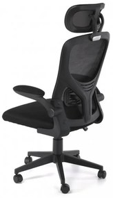 Ergonomická kancelárska stolička s bedrovou opierkou, opierkou hlavy, čierna