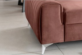 Ružová zamatová rozkladacia pohovka 261 cm Laurence – ELTAP