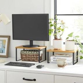 SongmicsHome Sada bambusových organizérov CEZAR, 2ks, hnedá/čierna