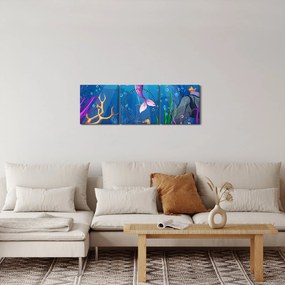 Obraz - Vodná víla (s hodinami) (90x30 cm)