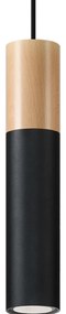 Závesné svietidlo Pablo, 1x drevené/čierne kovové tienidlo