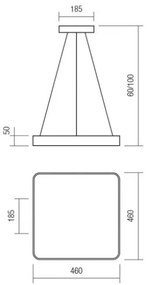 Redo 01-1124 - LED Luster na lanku SCREEN LED/48W/230V 3000K