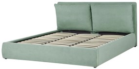 Zamatová posteľ s úložným priestorom 180 x 200 cm mätová zelená BAJONNA Beliani