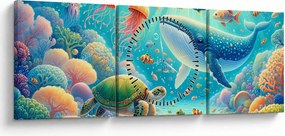 Obraz - Svet pod hladinou (s hodinami) (90x30 cm)