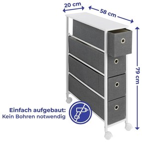 Bielo-sivý pojazdný regál 20x79 cm - Maximex