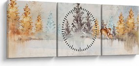 Obraz - Akvarelový les (s hodinami) (90x30 cm)
