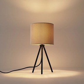 Moderná stolná lampa sivohnedá so zamatovým tienidlom - Luz