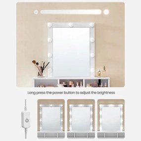 Toaletný stolík so zrkadlom a žiarovkami SONGMICS RDT114W01