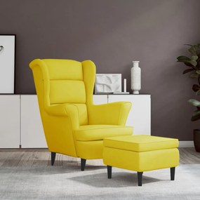 Kreslo wingback s podnožkou horčicovo-žlté zamatové 3115938