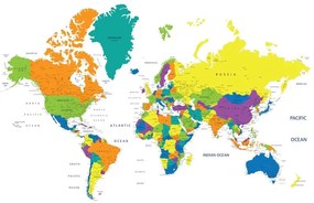 Obraz farebná mapa sveta na bielom pozadí - 120x80
