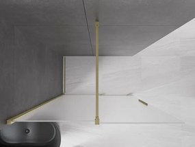 Mexen Velar, sprchová zástena s posuvnými dverami Walk-in 130 x 200 cm, 8mm sklo námraza, zlatá matná, 871-130-000-33-55