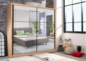 Zrkadlová skriňa s posuvnými dverami Debby 215 - dub artisan